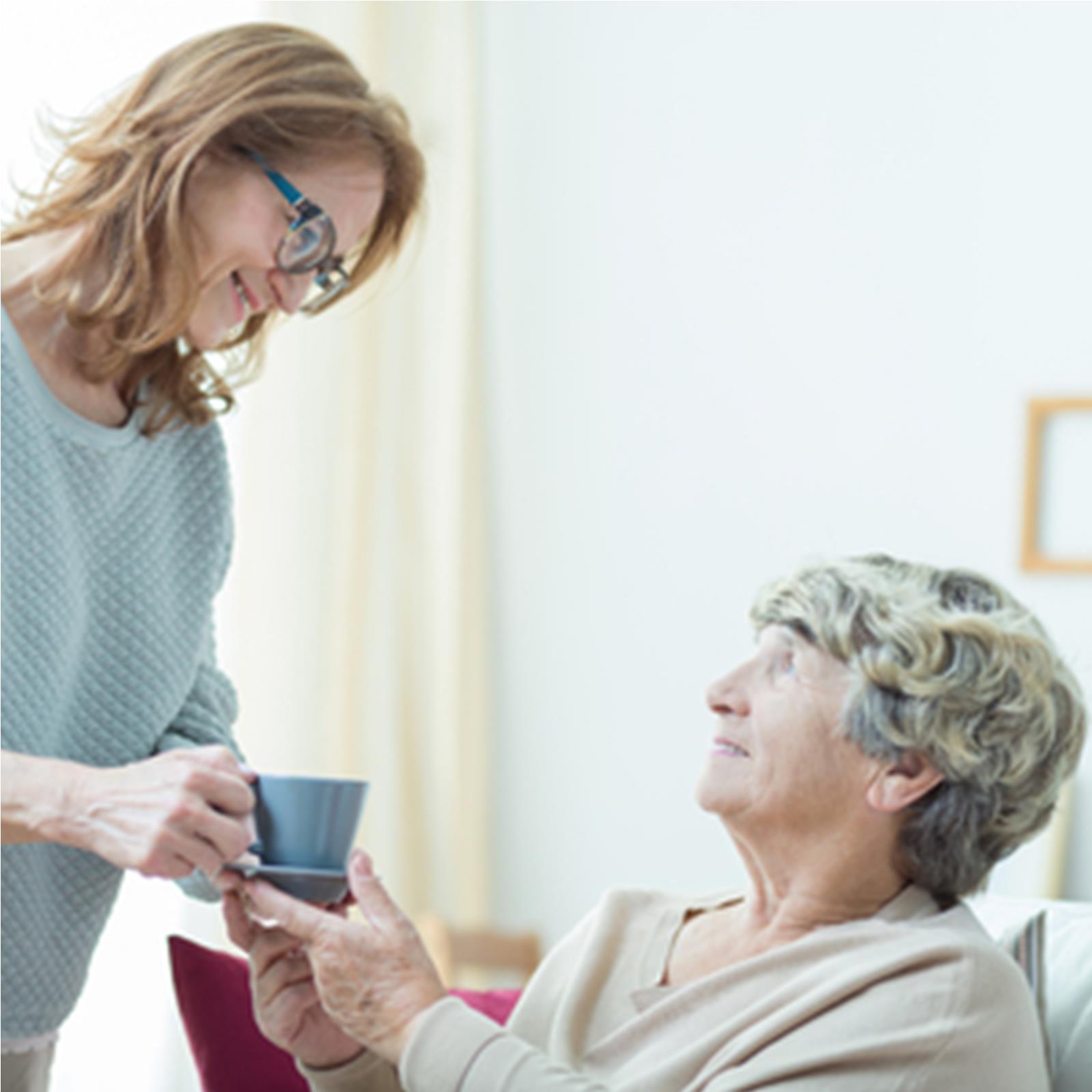 Social worker in senior's home